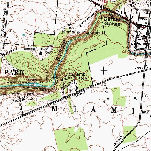 Topographic Map of Camp Clifton, OH