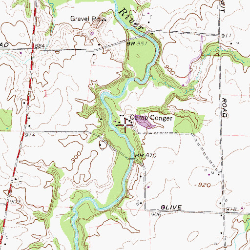 Topographic Map of Camp Conger, OH