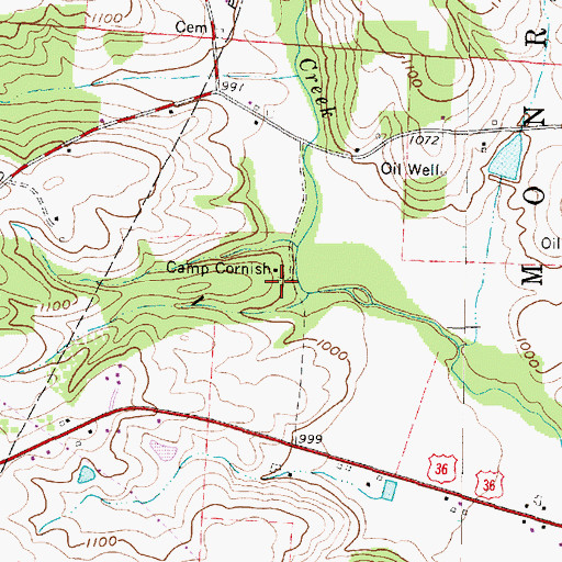 Topographic Map of Camp Cornish, OH