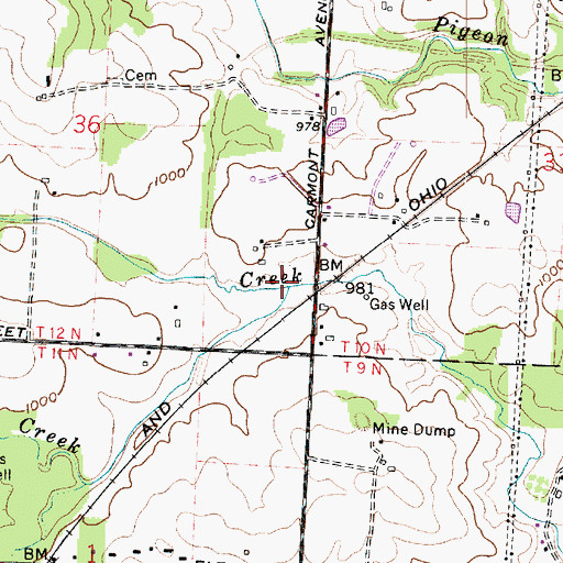 Topographic Map of Camp Creek, OH