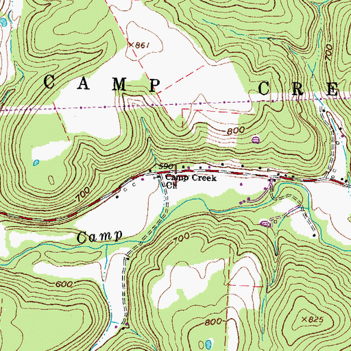 Topographic Map of Camp Creek Church, OH