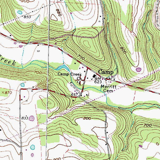 Topographic Map of Camp Creek Church, OH