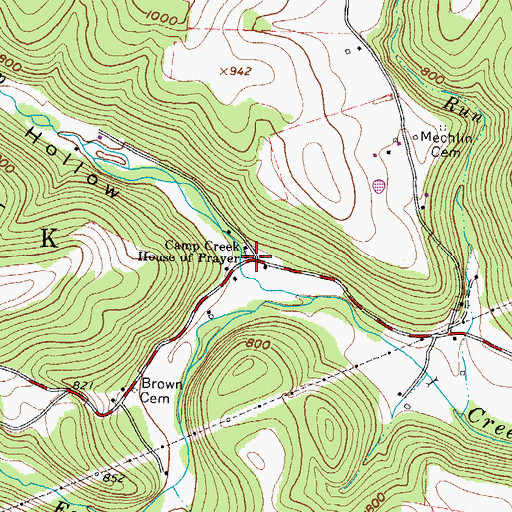 Topographic Map of Camp Creek House of Prayer, OH