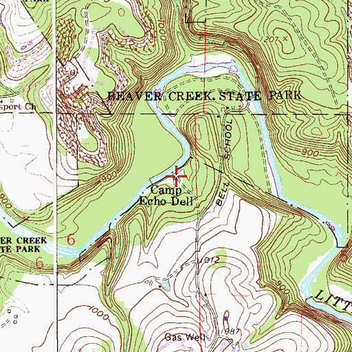 Topographic Map of Camp Echo Dell, OH
