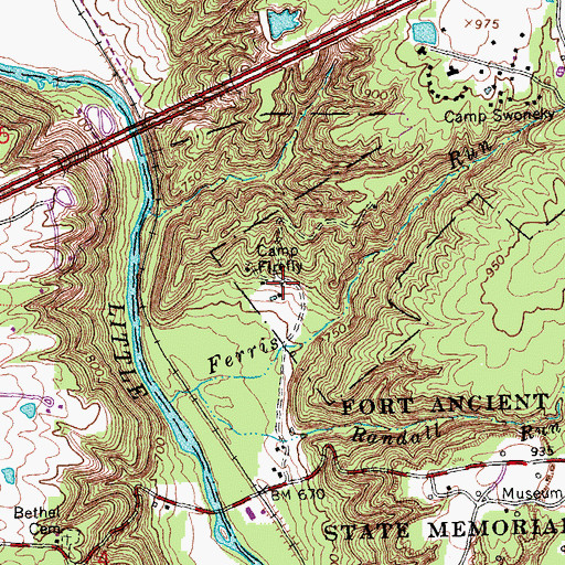 Topographic Map of Camp Firefly, OH