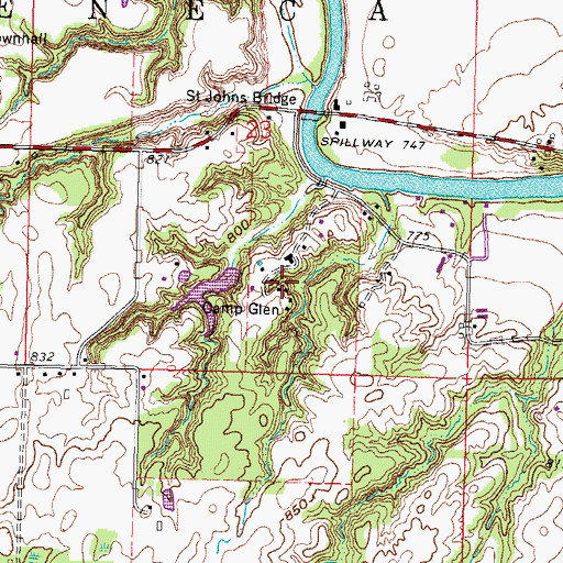 Topographic Map of Camp Glen, OH