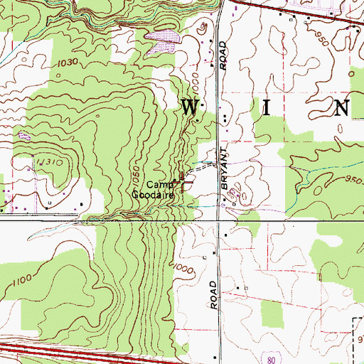 Topographic Map of Camp Goodaire, OH