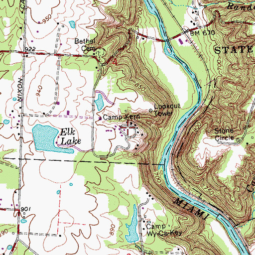 Topographic Map of Camp Kern, OH