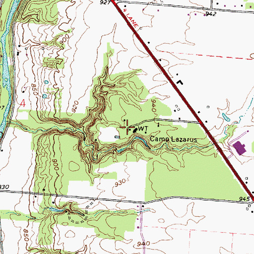 Topographic Map of Camp Lazarus, OH