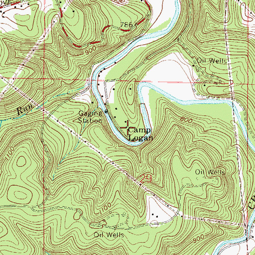 Topographic Map of Camp Logan, OH