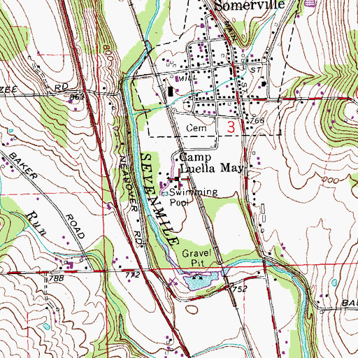 Topographic Map of Camp Luella May, OH
