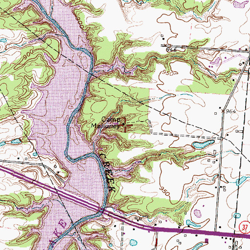 Topographic Map of Camp Mahoney, OH