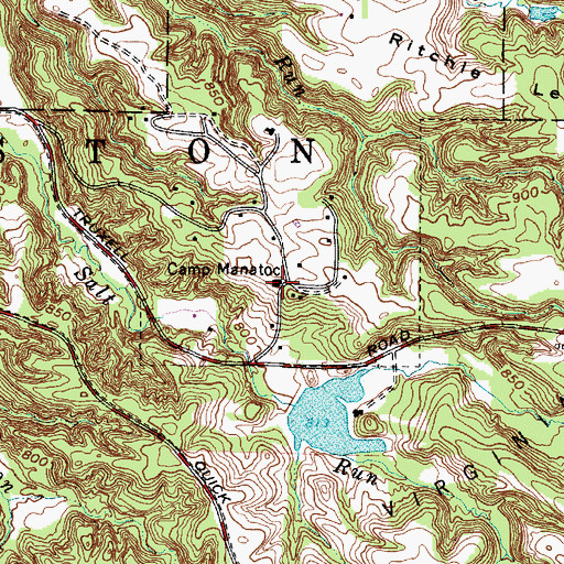 Topographic Map of Camp Manatoc, OH