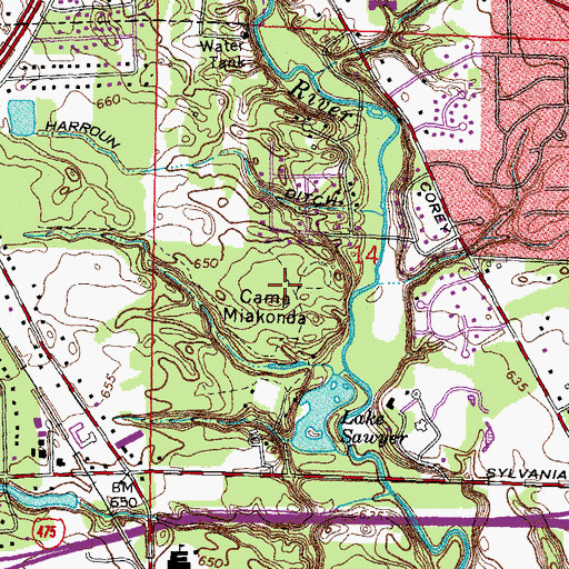 Topographic Map of Camp Miakonda, OH