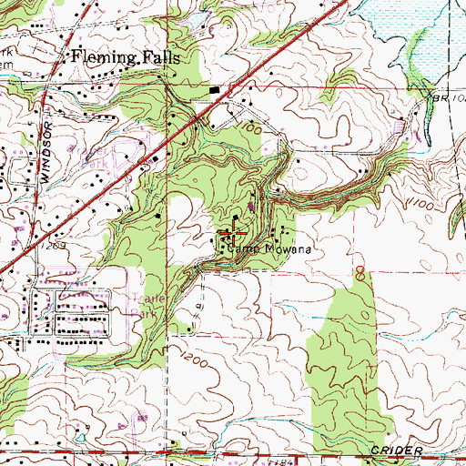 Topographic Map of Camp Mowana, OH