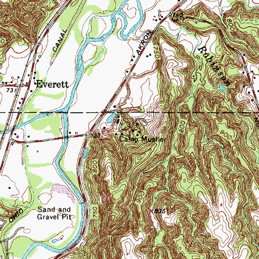 Topographic Map of Camp Mueller, OH