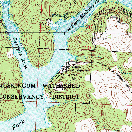 Topographic Map of Camp Muskingum, OH