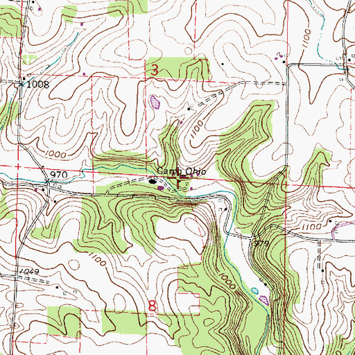 Topographic Map of Camp Ohio, OH