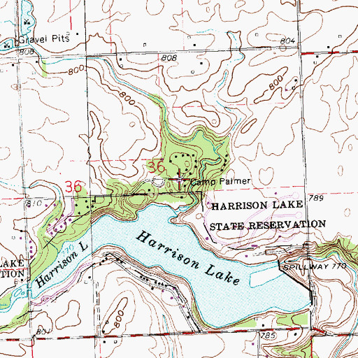 Topographic Map of Camp Palmer, OH