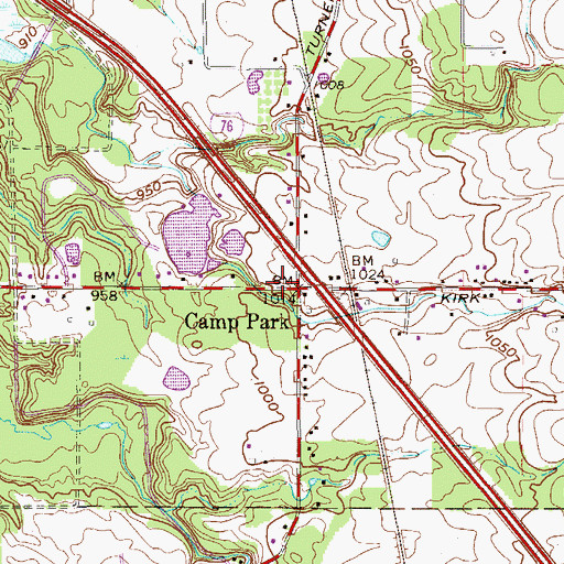 Topographic Map of Camp Park, OH