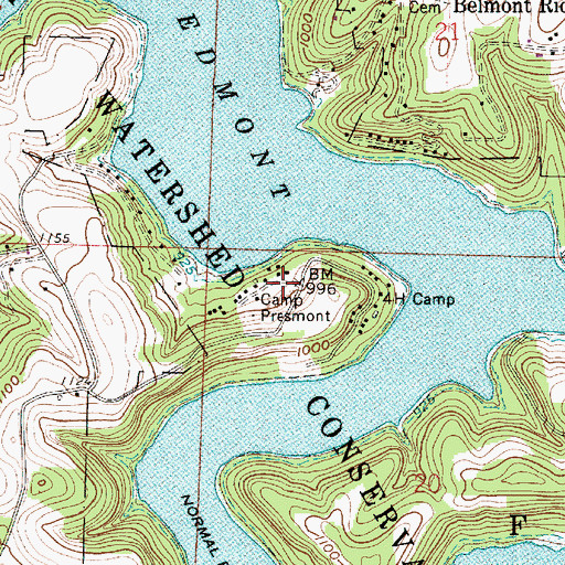 Topographic Map of Camp Presmont, OH