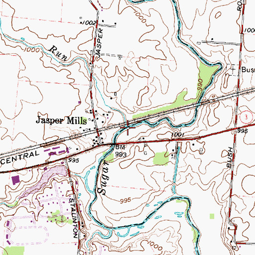 Topographic Map of Camp Run, OH