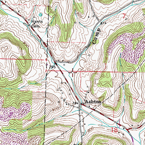 Topographic Map of Camp Run, OH