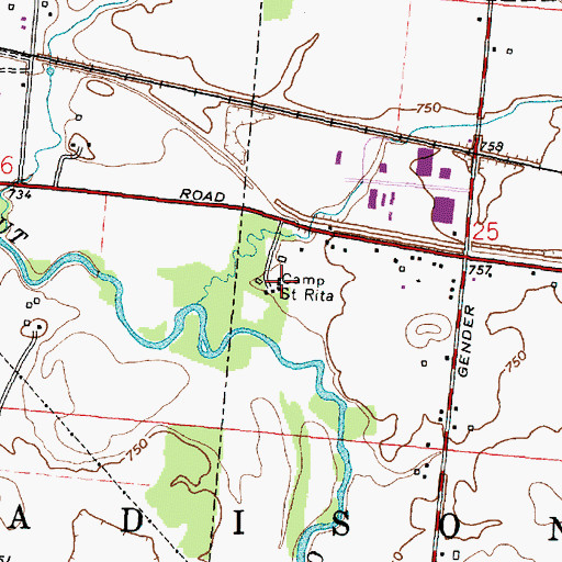 Topographic Map of Camp Saint Rita, OH