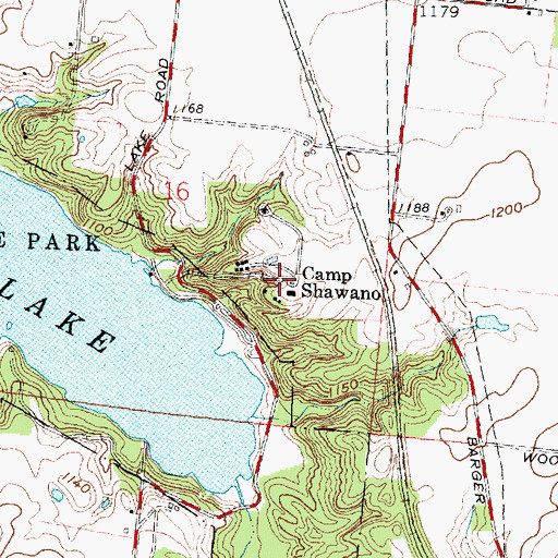Topographic Map of Camp Shawano, OH