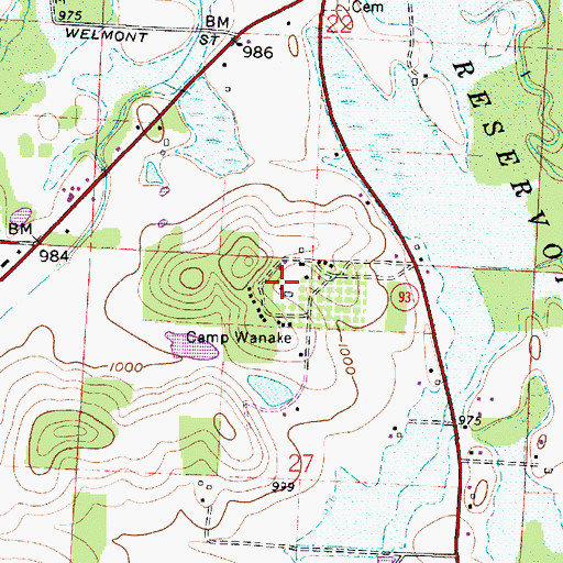 Topographic Map of Camp Wanake, OH
