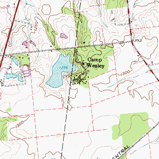 Topographic Map of Camp Wesley, OH