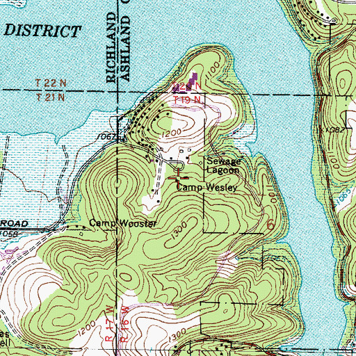 Topographic Map of Camp Wesley, OH