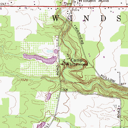 Topographic Map of Camp Whitewood, OH