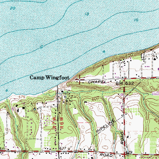 Topographic Map of Camp Wingfoot, OH