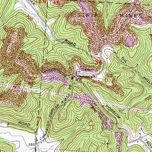 Topographic Map of Campaign Church, OH