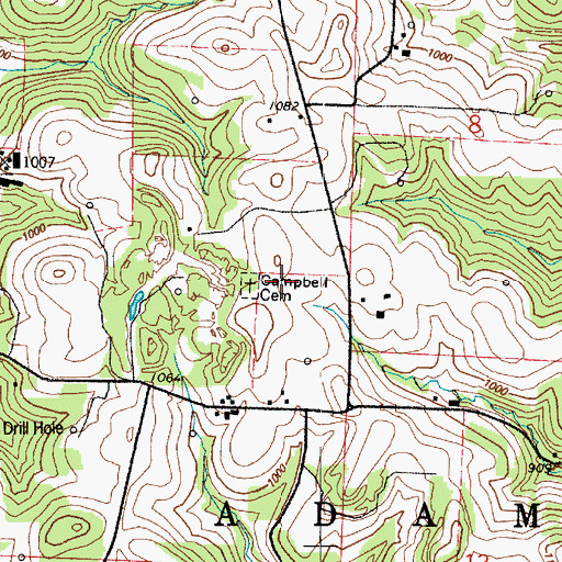 Topographic Map of Campbell Cemetery, OH