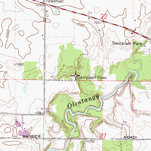 Topographic Map of Campbell Cemetery, OH