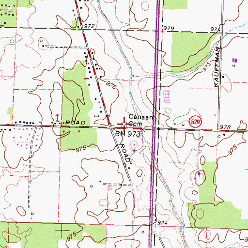 Topographic Map of Canaan Cemetery, OH