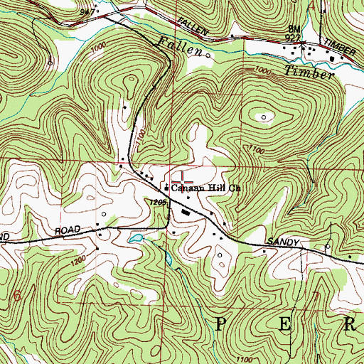 Topographic Map of Canaan Hill Church, OH