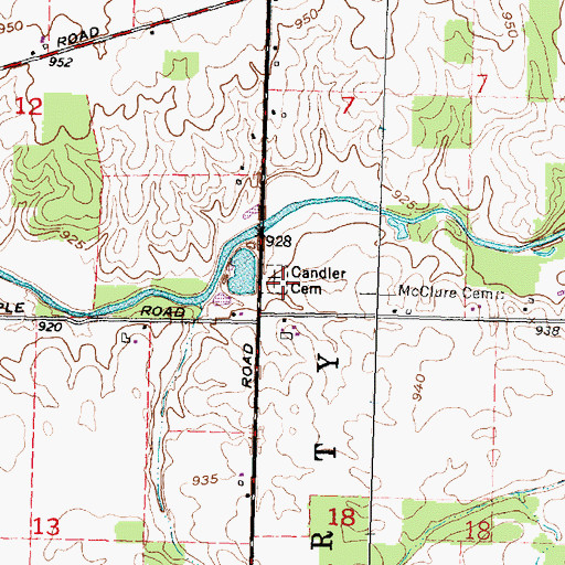 Topographic Map of Candler Cemetery, OH