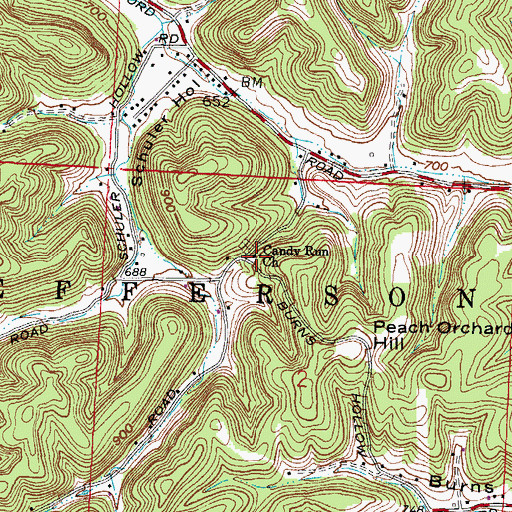 Topographic Map of Candy Run Church, OH