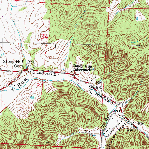 Topographic Map of Candy Run Tabernacle, OH