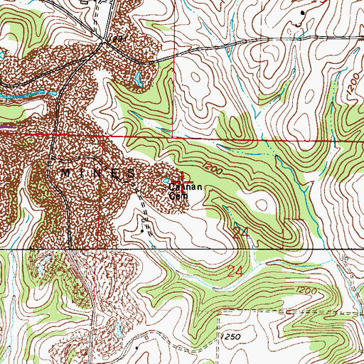 Topographic Map of Cannan Cemetery, OH