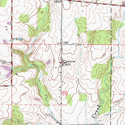 Topographic Map of Cannon Cemetery, OH