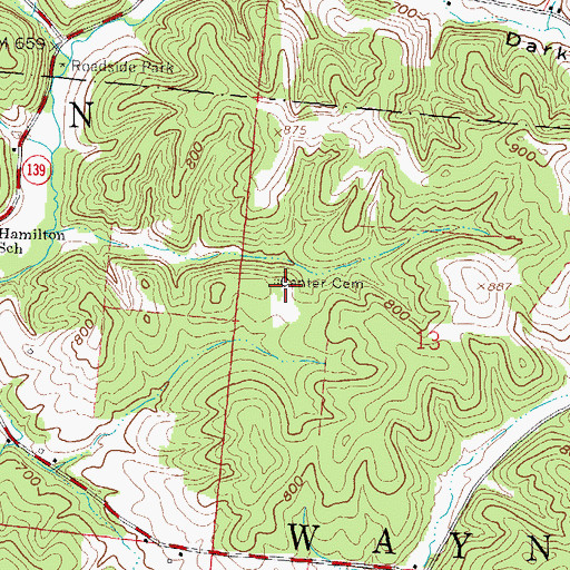 Topographic Map of Canter Cemetery, OH