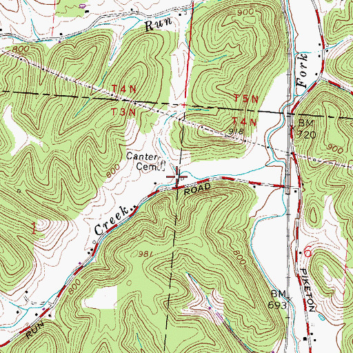 Topographic Map of Canter Cemetery, OH