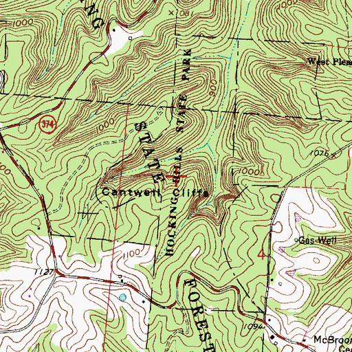 Topographic Map of Cantwell Cliffs, OH