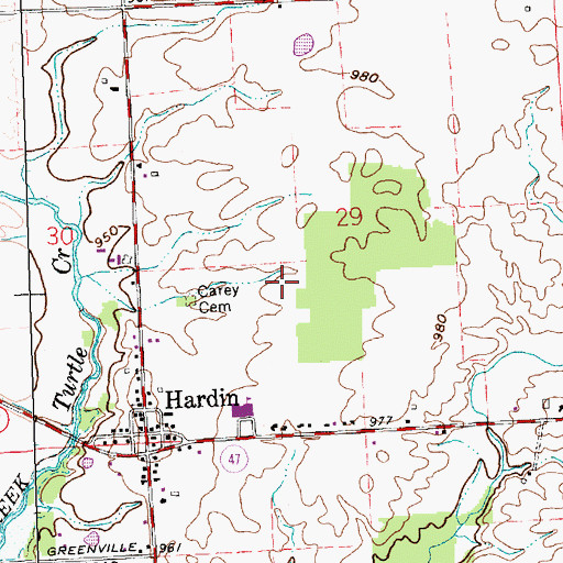 Topographic Map of Carey Cemetery, OH