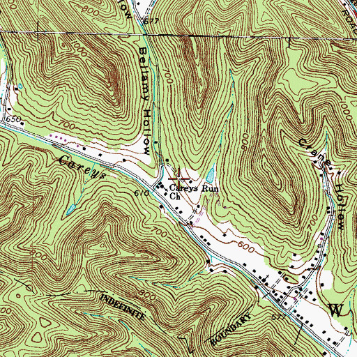 Topographic Map of Careys Run Church, OH