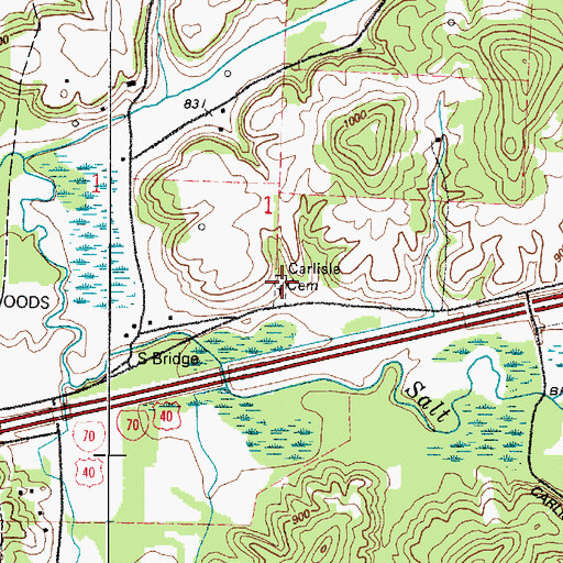 Topographic Map of Carlisle Cemetery, OH